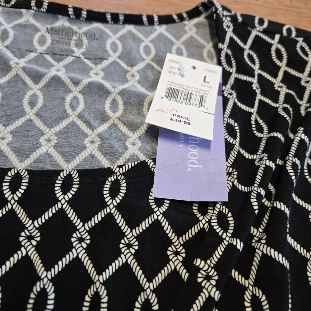 Motherhood Maternity Black and White Women's Nursing Top - Picture 3 of 6